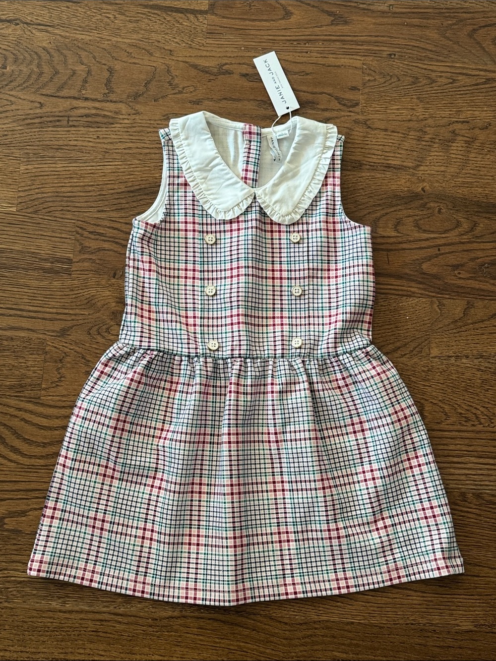 Janie And Jack Plaid Ruffle Collar Dress New With Tags